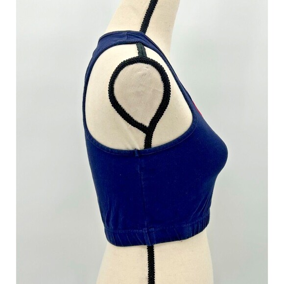 FILA Odette Logo Cropped Active Tank Top~Gym/Workout~Navy Blue~ Women's Sz Small - Picture 3 of 12